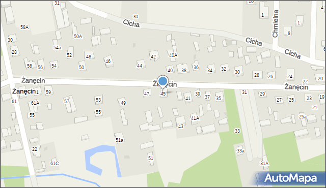 Żanęcin, Rajska, 45, mapa Żanęcin