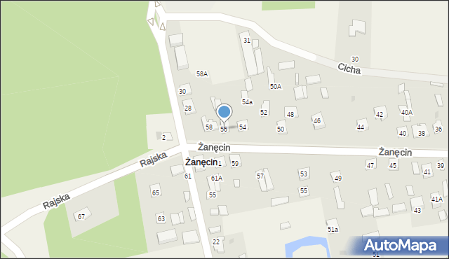 Żanęcin, Rajska, 56, mapa Żanęcin