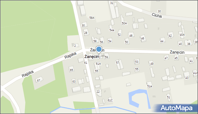 Żanęcin, Rajska, 61, mapa Żanęcin