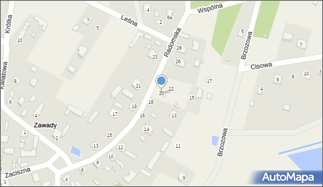 Zawady, Radomska, 20, mapa Zawady
