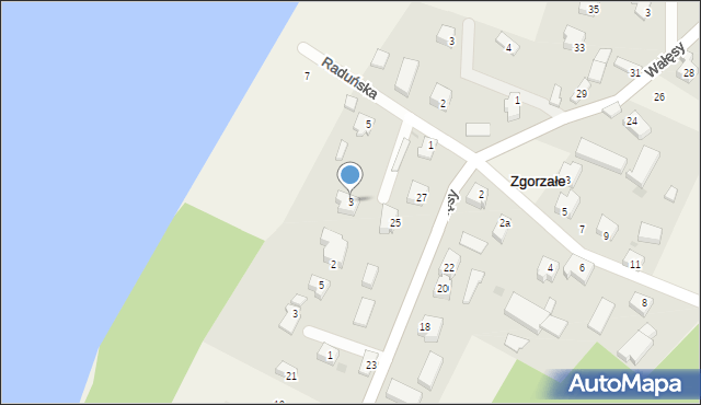Zgorzałe, Raduńska, 3, mapa Zgorzałe