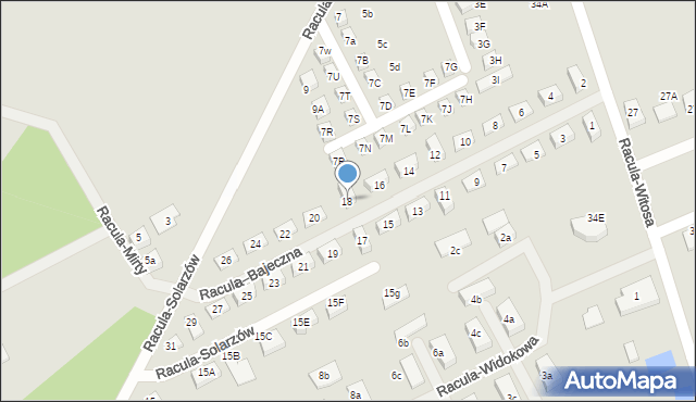 Zielona Góra, Racula-Bajeczna, 18, mapa Zielona Góra