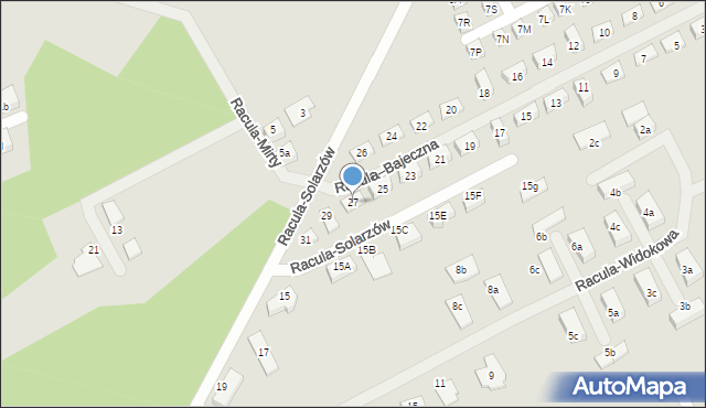 Zielona Góra, Racula-Bajeczna, 27, mapa Zielona Góra