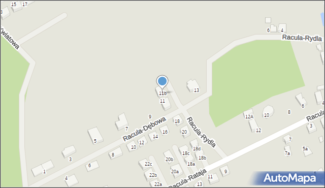 Zielona Góra, Racula-Dębowa, 11b, mapa Zielona Góra