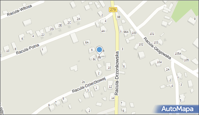 Zielona Góra, Racula-Drzonkowska, 8b, mapa Zielona Góra