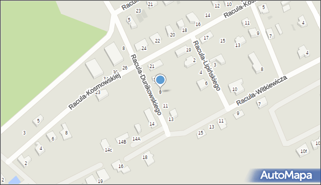 Zielona Góra, Racula-Dunikowskiego Ksawerego, 9, mapa Zielona Góra