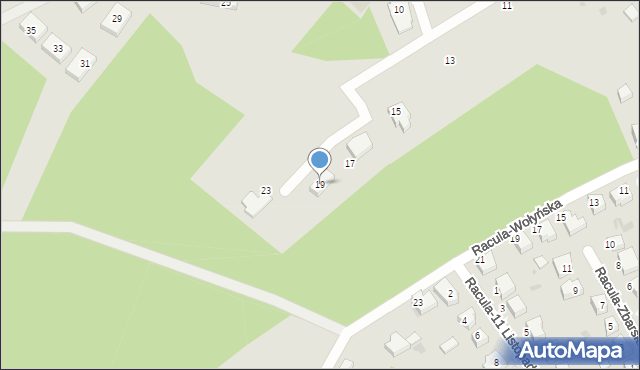 Zielona Góra, Racula-Dzierżkowej Wiktorii, 19, mapa Zielona Góra