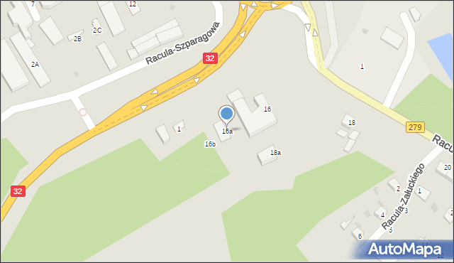 Zielona Góra, Racula-Głogowska, 16a, mapa Zielona Góra