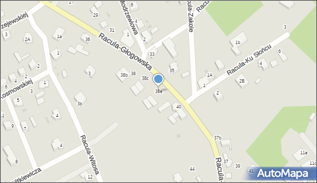 Zielona Góra, Racula-Głogowska, 38e, mapa Zielona Góra