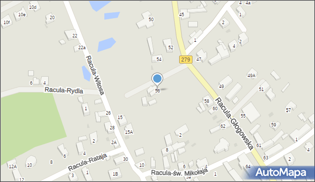 Zielona Góra, Racula-Głogowska, 56, mapa Zielona Góra
