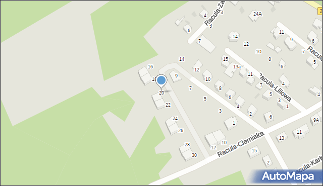 Zielona Góra, Racula-Hortensji, 20, mapa Zielona Góra