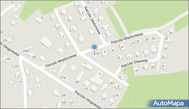 Zielona Góra, Racula-Międzylesie, 6, mapa Zielona Góra