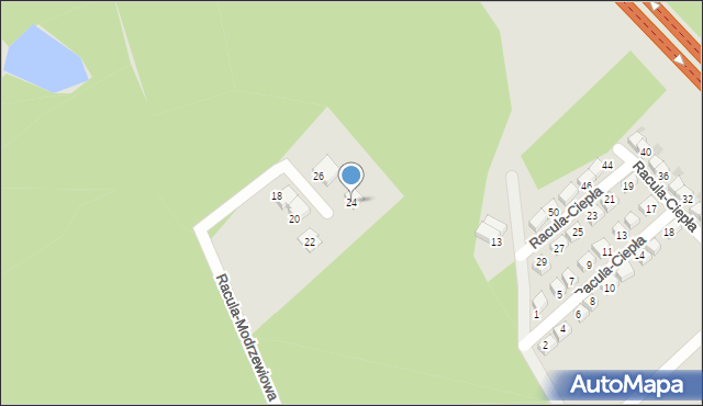Zielona Góra, Racula-Modrzewiowa, 24, mapa Zielona Góra