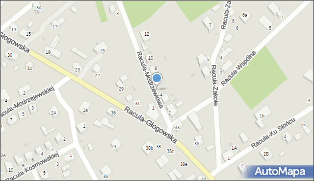 Zielona Góra, Racula-Modrzewiowa, 6a, mapa Zielona Góra