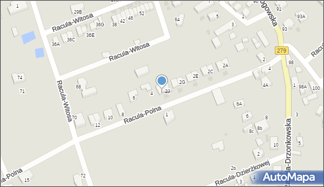 Zielona Góra, Racula-Polna, 2K, mapa Zielona Góra