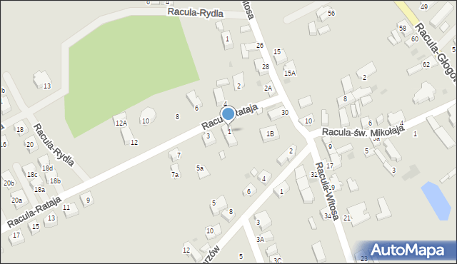 Zielona Góra, Racula-Rataja Macieja, 1, mapa Zielona Góra