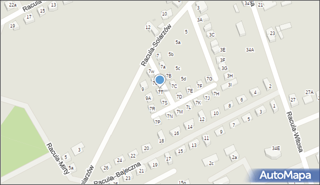 Zielona Góra, Racula-Solarzów Zofii i Ignacego, 7T, mapa Zielona Góra
