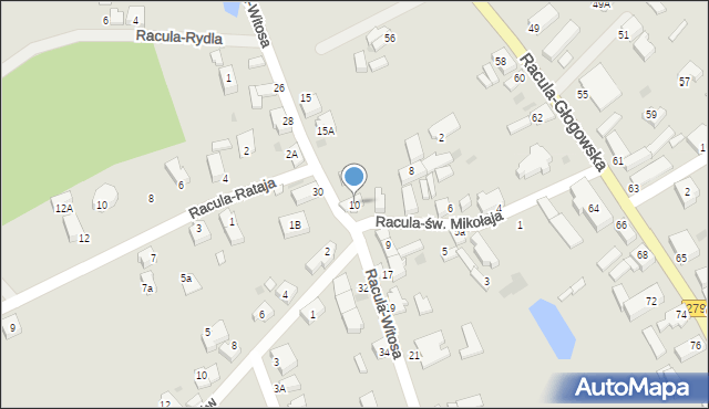 Zielona Góra, Racula-św. Mikołaja, 10, mapa Zielona Góra