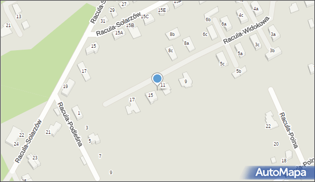 Zielona Góra, Racula-Widokowa, 13, mapa Zielona Góra