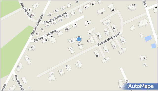 Zielona Góra, Racula-Widokowa, 8a, mapa Zielona Góra