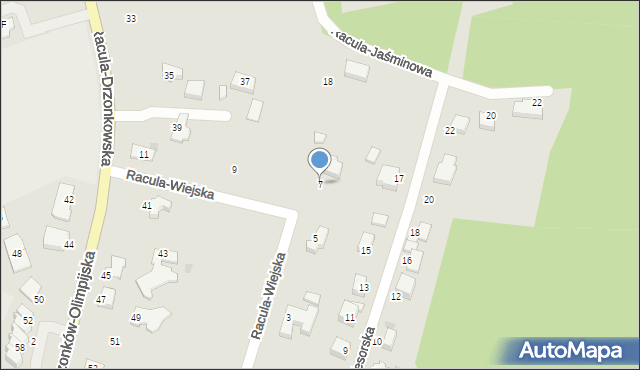 Zielona Góra, Racula-Wiejska, 7, mapa Zielona Góra