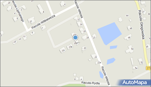 Zielona Góra, Racula-Witosa Wincentego, 10d, mapa Zielona Góra
