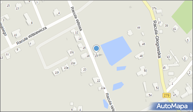 Zielona Góra, Racula-Witosa Wincentego, 13, mapa Zielona Góra