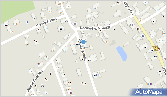 Zielona Góra, Racula-Witosa Wincentego, 19, mapa Zielona Góra