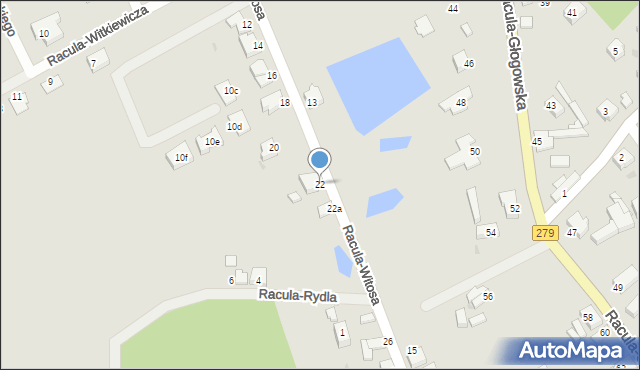 Zielona Góra, Racula-Witosa Wincentego, 22, mapa Zielona Góra