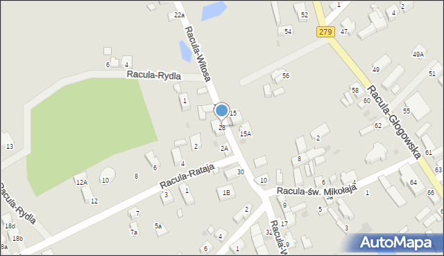 Zielona Góra, Racula-Witosa Wincentego, 28, mapa Zielona Góra
