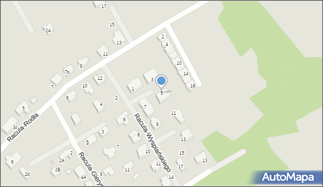 Zielona Góra, Racula-Wyspiańskiego Stanisława, 5, mapa Zielona Góra