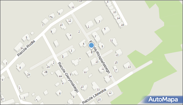 Zielona Góra, Racula-Wyspiańskiego Stanisława, 8, mapa Zielona Góra