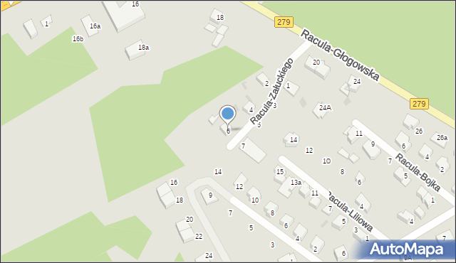 Zielona Góra, Racula-Załuckiego Mariana, 6, mapa Zielona Góra