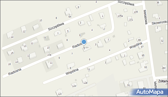 Żółtańce-Kolonia, Radosna, 5, mapa Żółtańce-Kolonia