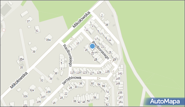 Żory, Raciborskiego, 22, mapa Żor