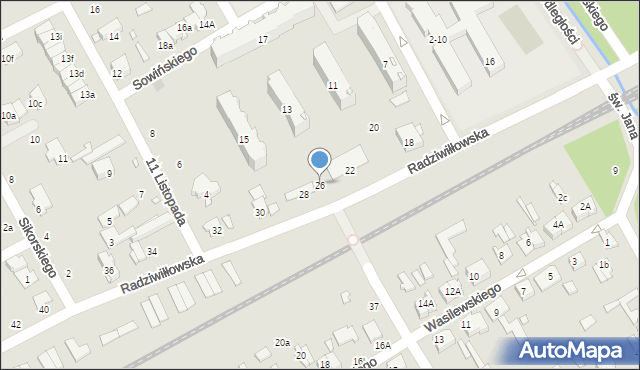 Żyrardów, Radziwiłłowska, 26, mapa Żyrardów