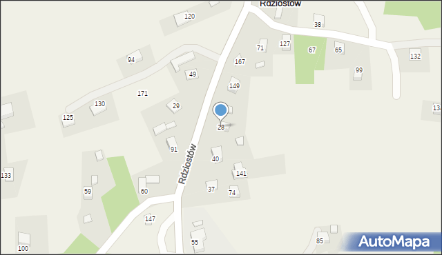 Rdziostów, Rdziostów, 28, mapa Rdziostów