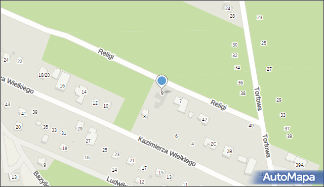 Aleksandrów Łódzki, Religi Zbigniewa, prof., 9, mapa Aleksandrów Łódzki