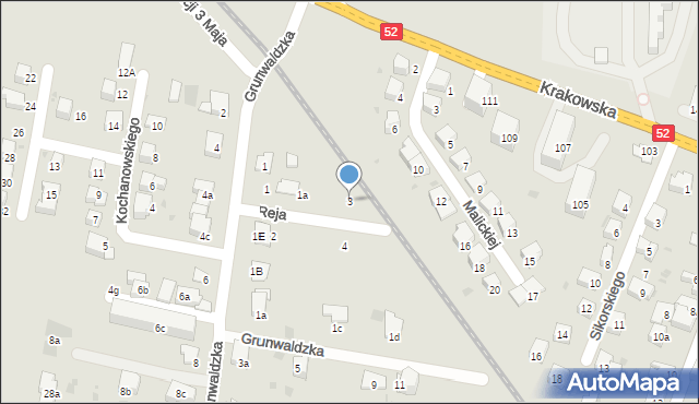 Andrychów, Reja Mikołaja, 3, mapa Andrychów
