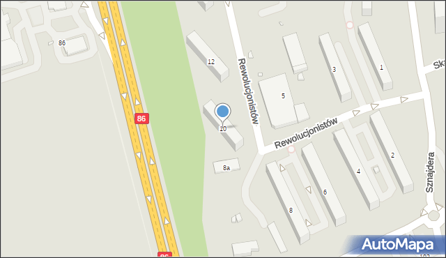 Będzin, Rewolucjonistów, 10, mapa Będzin