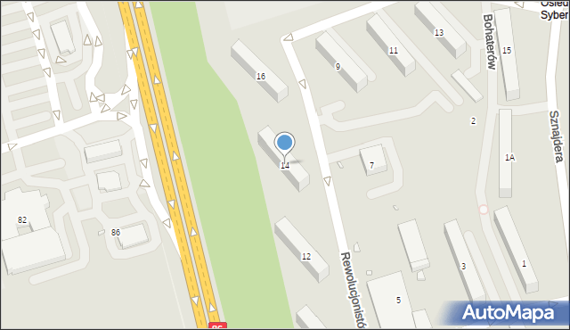 Będzin, Rewolucjonistów, 14, mapa Będzin