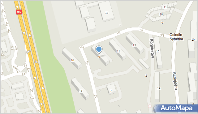 Będzin, Rewolucjonistów, 9, mapa Będzin