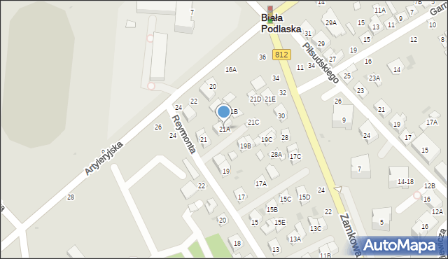 Biała Podlaska, Reymonta Władysława, 21A, mapa Białej Podlaskiej