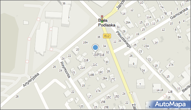 Biała Podlaska, Reymonta Władysława, 21D, mapa Białej Podlaskiej