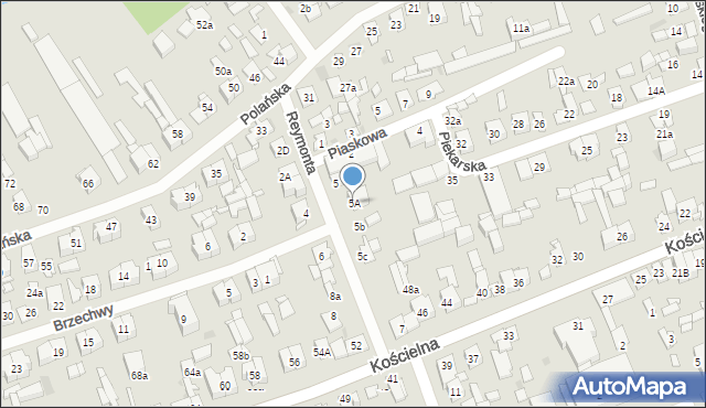 Białobrzegi, Reymonta Władysława, 5A, mapa Białobrzegi