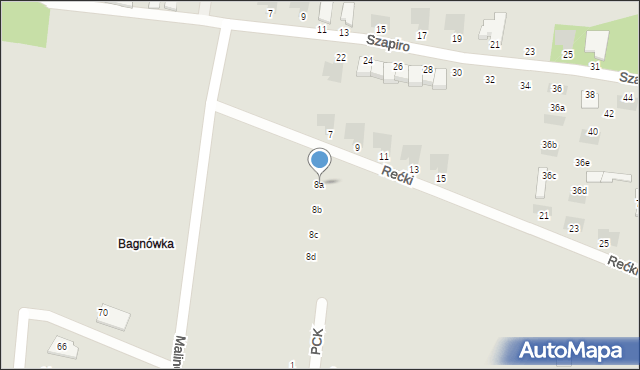 Białystok, Rećki Zbigniewa, 8a, mapa Białegostoku