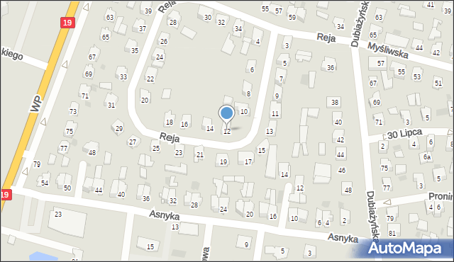 Bielsk Podlaski, Reja Mikołaja, 12, mapa Bielsk Podlaski
