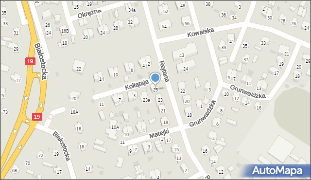 Bielsk Podlaski, Rejtana Tadeusza, 25, mapa Bielsk Podlaski