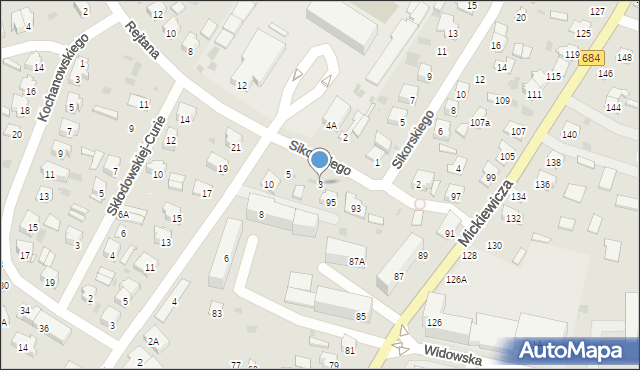 Bielsk Podlaski, Rejtana Tadeusza, 3, mapa Bielsk Podlaski