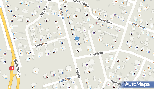 Bielsk Podlaski, Rejtana Tadeusza, 40, mapa Bielsk Podlaski